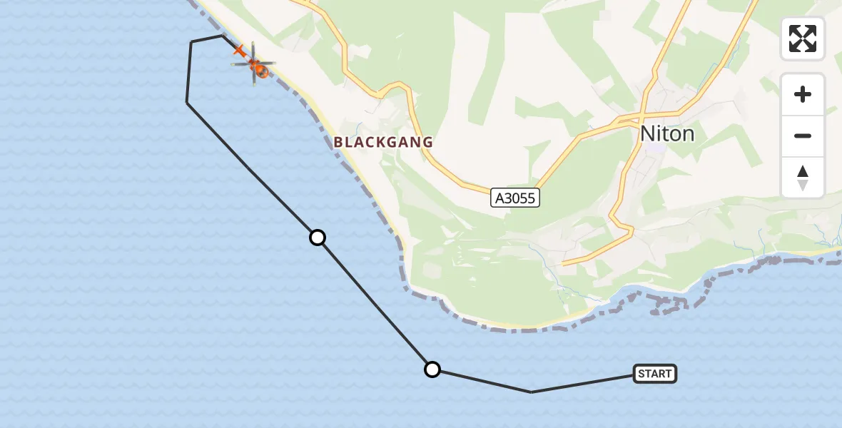 Flight route Coastguard Helicopter Niton - Chale, 22 August 2026, 13:48