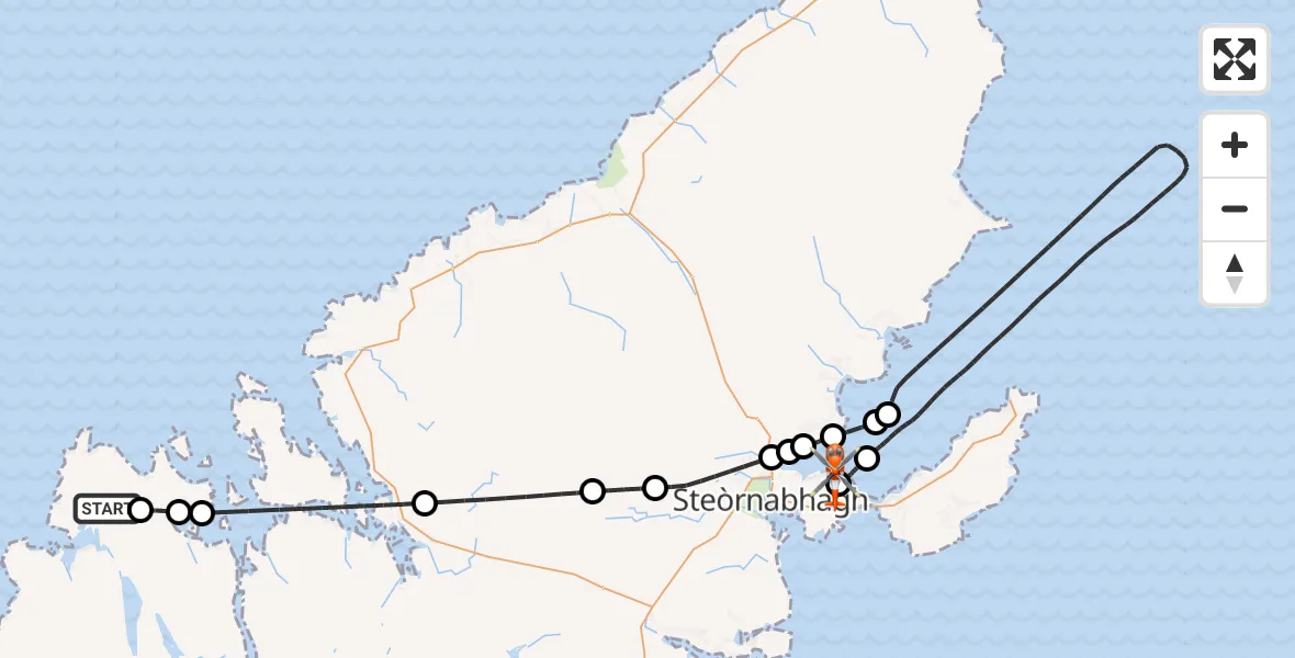 Flight route Coastguard Helicopter Tuimisgearraidh - Stornoway Airport, 22 August 2026, 14:39