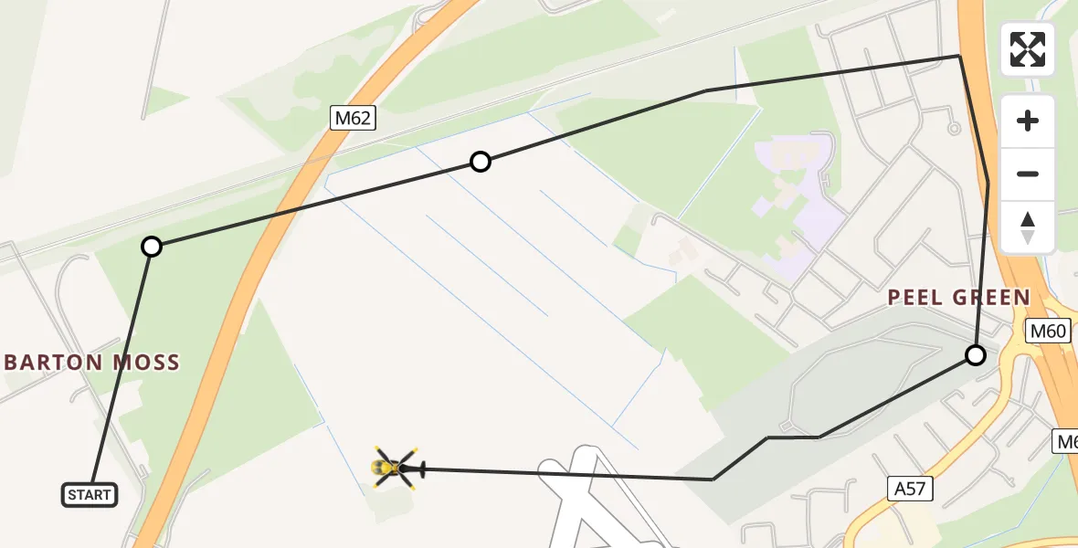 Flight route Police Helicopter Irlam - Irlam, 22 August 2026, 15:29