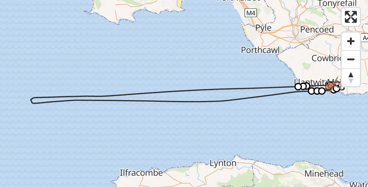 Flight route Coastguard Helicopter MOD St Athan - MOD St Athan, 22 August 2026, 15:58