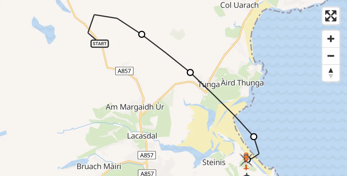 Flight route Coastguard Helicopter Na h-Eileanan Siar - Stornoway Airport, 22 August 2026, 16:04