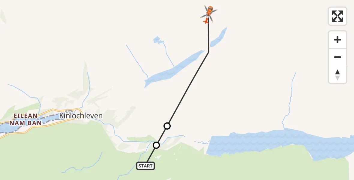 Flight route Coastguard Helicopter Highland - Highland, 22 August 2026, 20:07