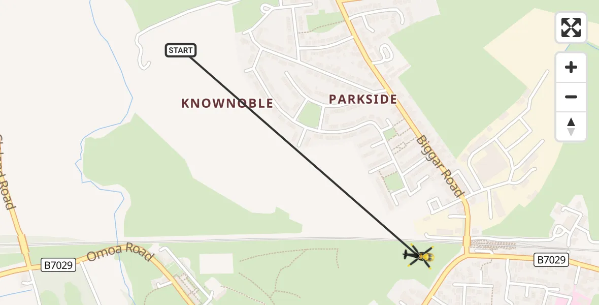 Flight route Police Helicopter Cleland - Cleland, 22 August 2026, 20:59