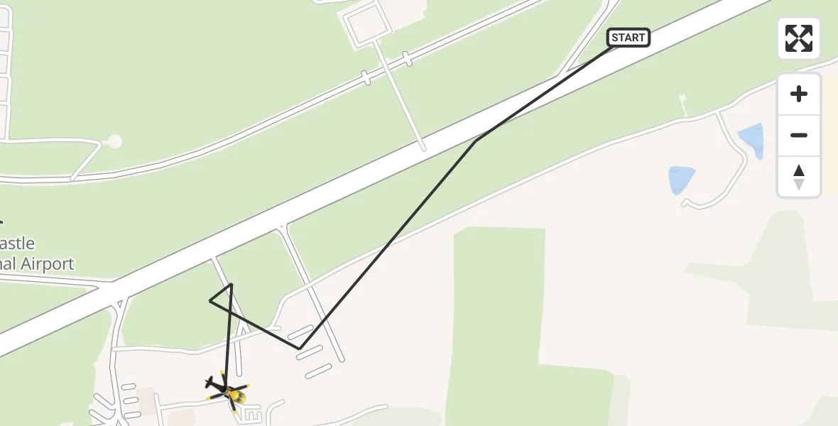 Flight route Police Helicopter Newcastle International Airport - Newcastle International Airport, 22 August 2026, 22:55