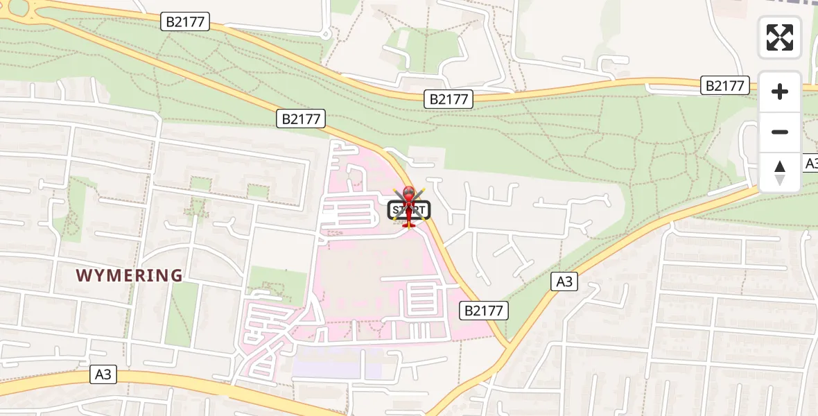Flight route Air Ambulance Helicopter Queen Alexandra Hospital - Queen Alexandra Hospital, 22 August 2026, 23:22