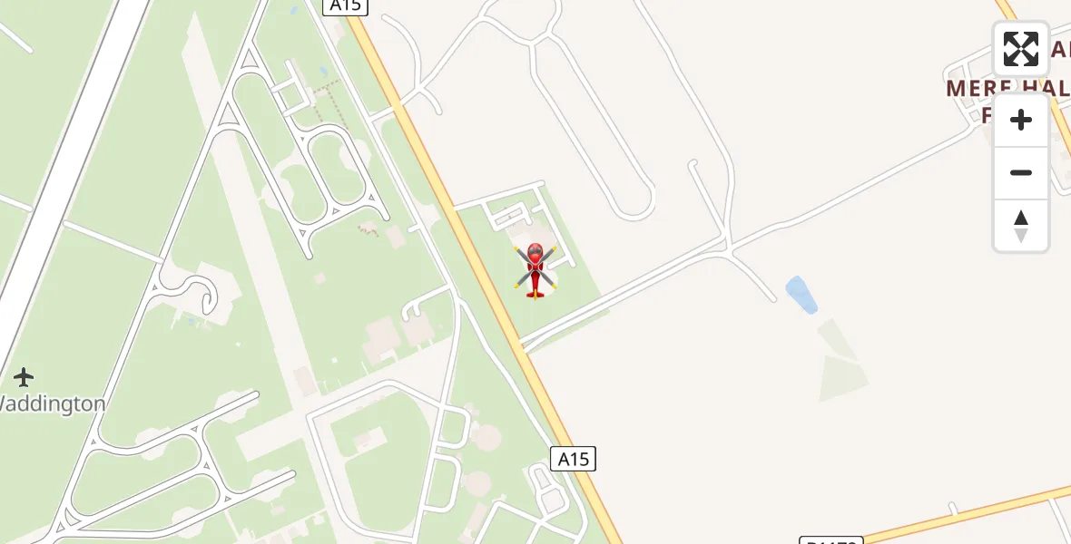Flight route Air Ambulance Helicopter RAF Waddington - RAF Waddington, 23 August 2026, 00:46