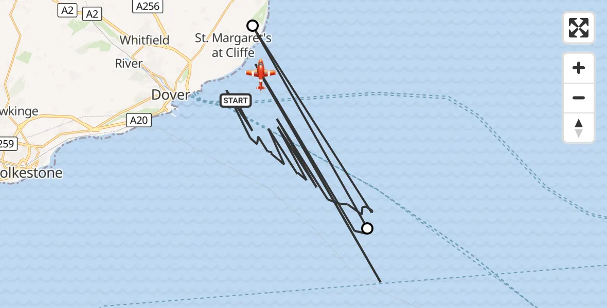 Flight route Coastguard Drone English Channel - English Channel, 23 August 2026, 00:53