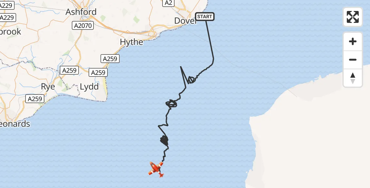 Flight route Coastguard Drone English Channel - English Channel, 23 August 2026, 01:08