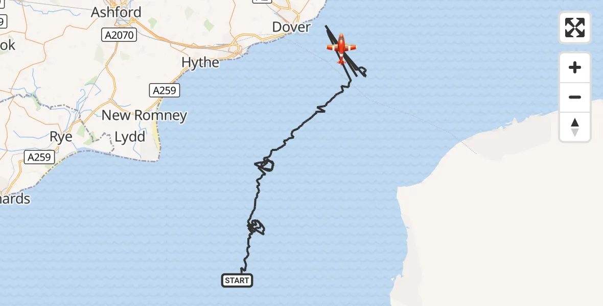 Flight route Coastguard Drone English Channel - English Channel, 23 August 2026, 02:01