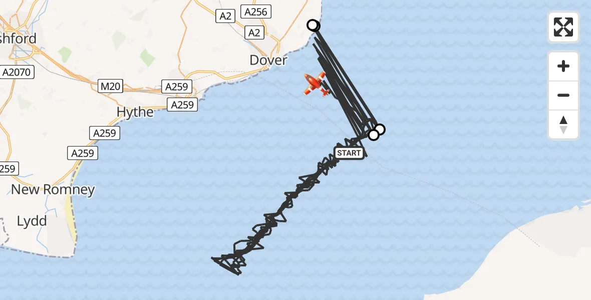 Flight route Coastguard Drone English Channel - English Channel, 23 August 2026, 02:46