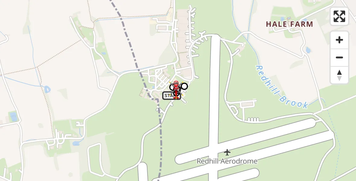 Flight route Air Ambulance Helicopter Redhill Aerodrome - South Nutfield, 23 August 2026, 07:16