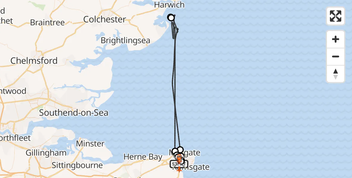 Flight route Coastguard Helicopter Manston Airport - Manston Airport, 23 August 2026, 08:52