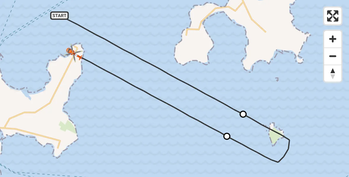 Flight route Coastguard Helicopter North Atlantic Ocean - North Atlantic Ocean, 23 August 2026, 10:24