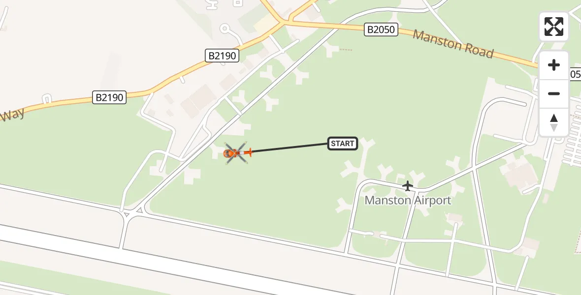 Flight route Coastguard Helicopter Manston Airport - Manston Airport, 23 August 2026, 10:31