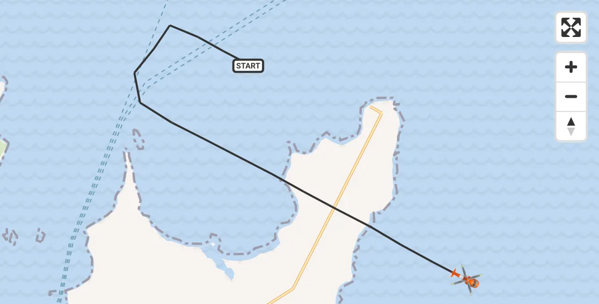 Flight route Coastguard Helicopter North Atlantic Ocean - North Atlantic Ocean, 23 August 2026, 10:43