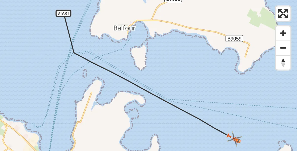 Flight route Coastguard Helicopter North Atlantic Ocean - North Atlantic Ocean, 23 August 2026, 11:30