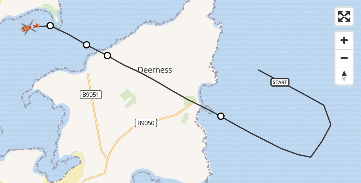 Flight route Coastguard Helicopter North Sea - Taing of Beeman, 23 August 2026, 11:38
