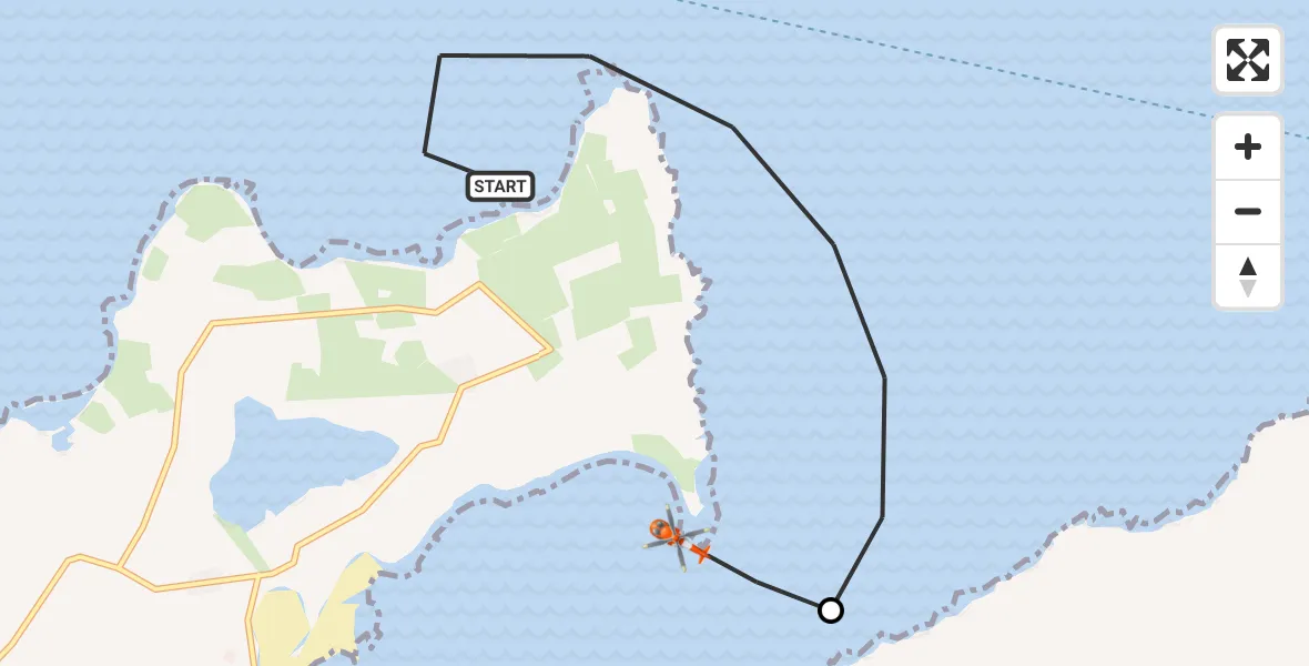 Flight route Coastguard Helicopter North Atlantic Ocean - Corn Mill, 23 August 2026, 11:56