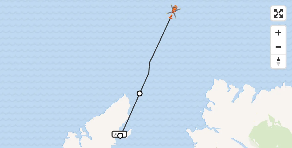 Flight route Coastguard Helicopter Stornoway Airport - North Atlantic Ocean, 23 August 2026, 12:16