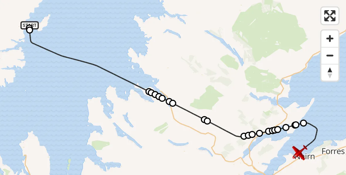 Flight route Air Ambulance Aircraft Stornoway Airport - North Sea, 23 August 2026, 12:26