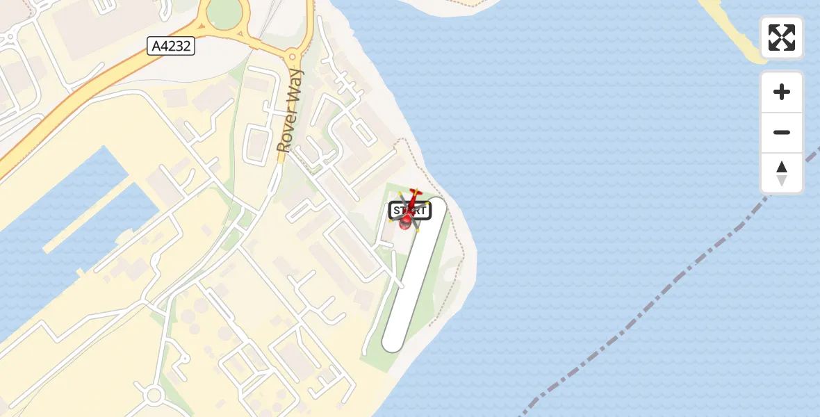 Flight route Air Ambulance Helicopter Cardiff Heliport - Cardiff Heliport, 23 August 2026, 14:30