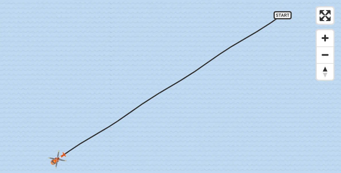 Flight route Coastguard Helicopter North Atlantic Ocean - North Atlantic Ocean, 23 August 2026, 15:54