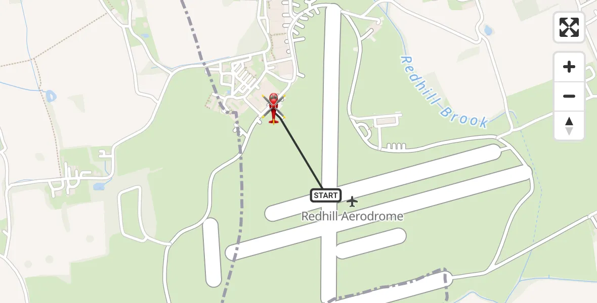 Flight route Air Ambulance Helicopter Redhill Aerodrome - Redhill Aerodrome, 23 August 2026, 16:09