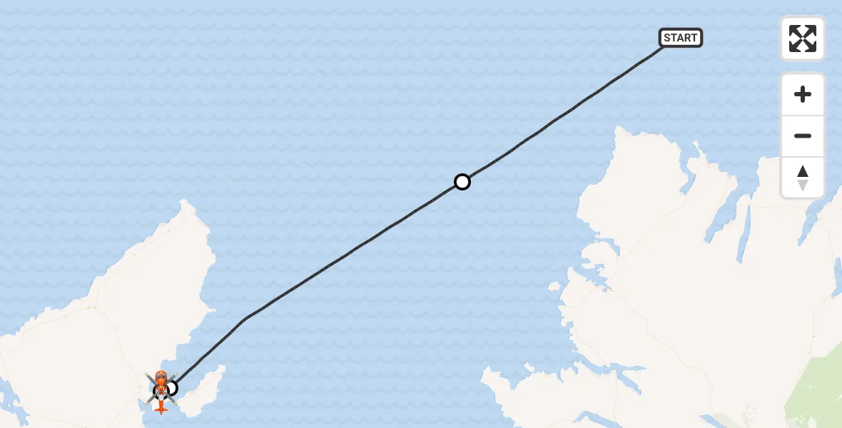 Flight route Coastguard Helicopter North Atlantic Ocean - Stornoway Airport, 23 August 2026, 16:12