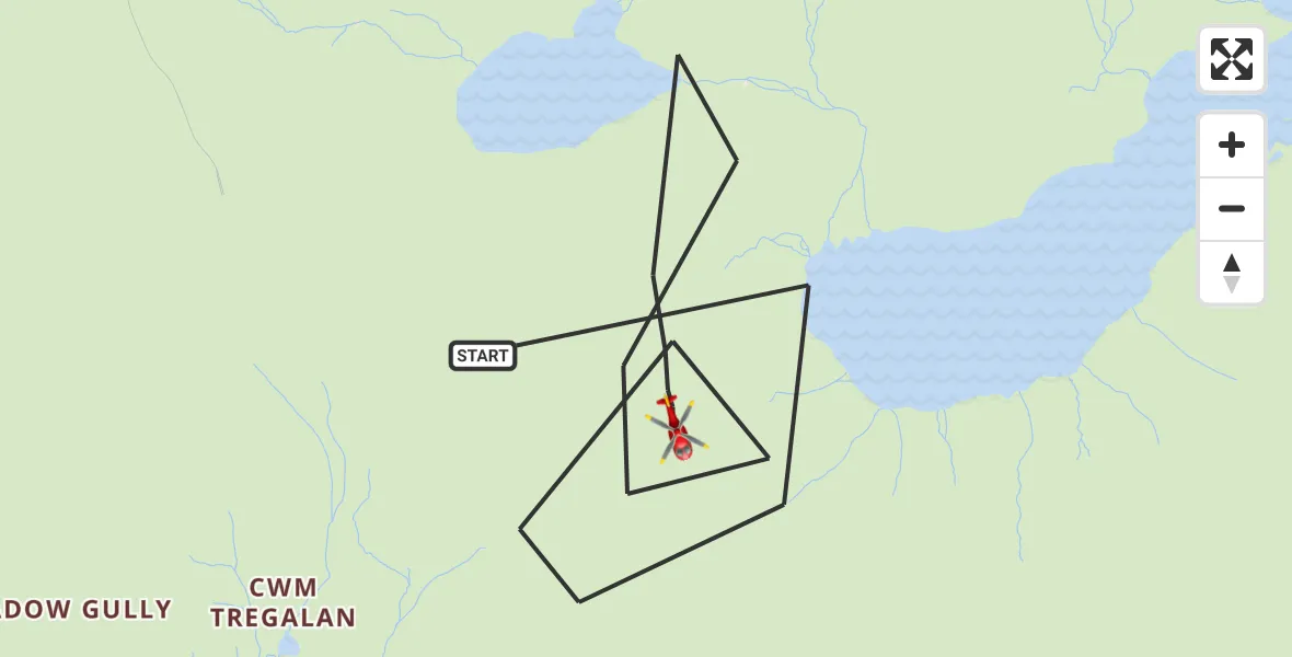 Flight route Air Ambulance Helicopter Beddgelert - Beddgelert, 23 August 2026, 16:21
