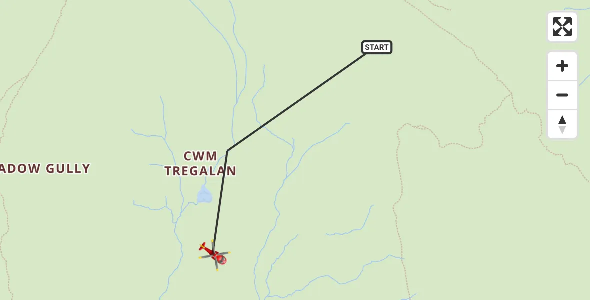 Flight route Air Ambulance Helicopter Beddgelert - Beddgelert, 23 August 2026, 16:34