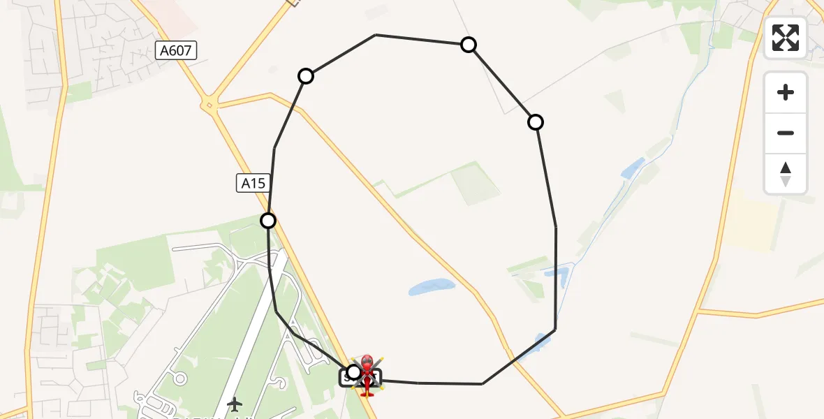 Flight route Air Ambulance Helicopter RAF Waddington - North Kesteven, 23 August 2026, 21:50