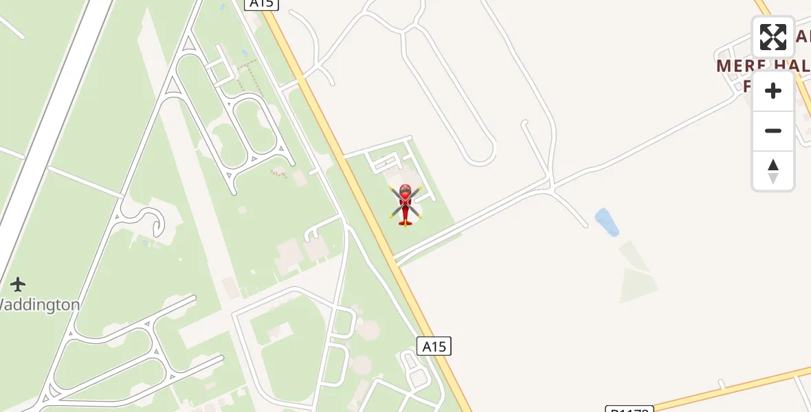 Flight route Air Ambulance Helicopter RAF Waddington - RAF Waddington, 23 August 2026, 21:58