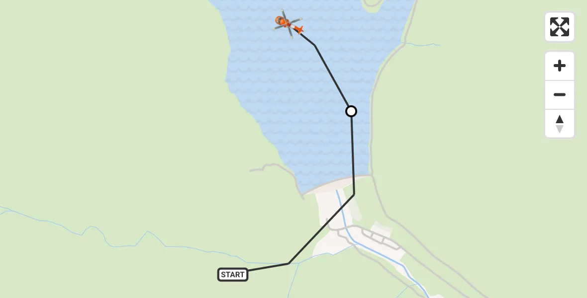 Flight route Coastguard Helicopter Llanwrthwl - Claerwen Reservoir, 24 August 2026, 00:22