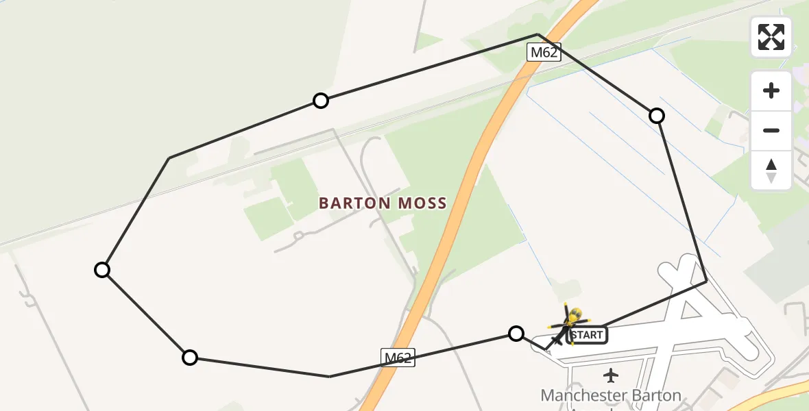 Flight route Police Helicopter Manchester Barton Aerodrome - Manchester Barton Aerodrome, 24 August 2026, 02:21