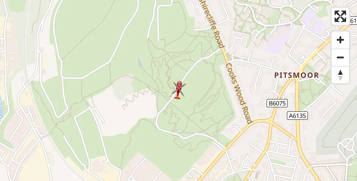 Flight route Air Ambulance Helicopter Pitsmoor - Pitsmoor, 24 August 2026, 09:47