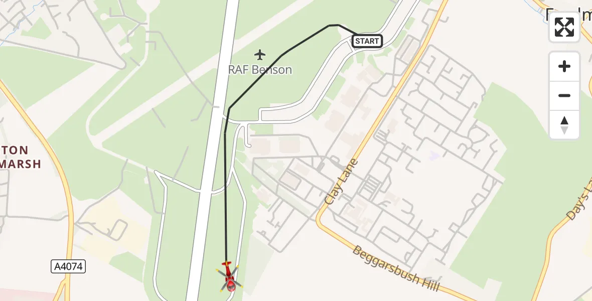 Flight route Air Ambulance Helicopter RAF Benson - RAF Benson, 24 August 2026, 11:05