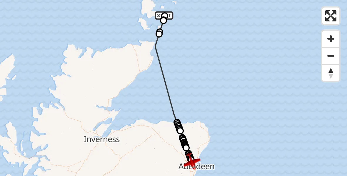 Flight route Air Ambulance Aircraft Sands of Beeman - Aberdeen International Airport, 24 August 2026, 11:42