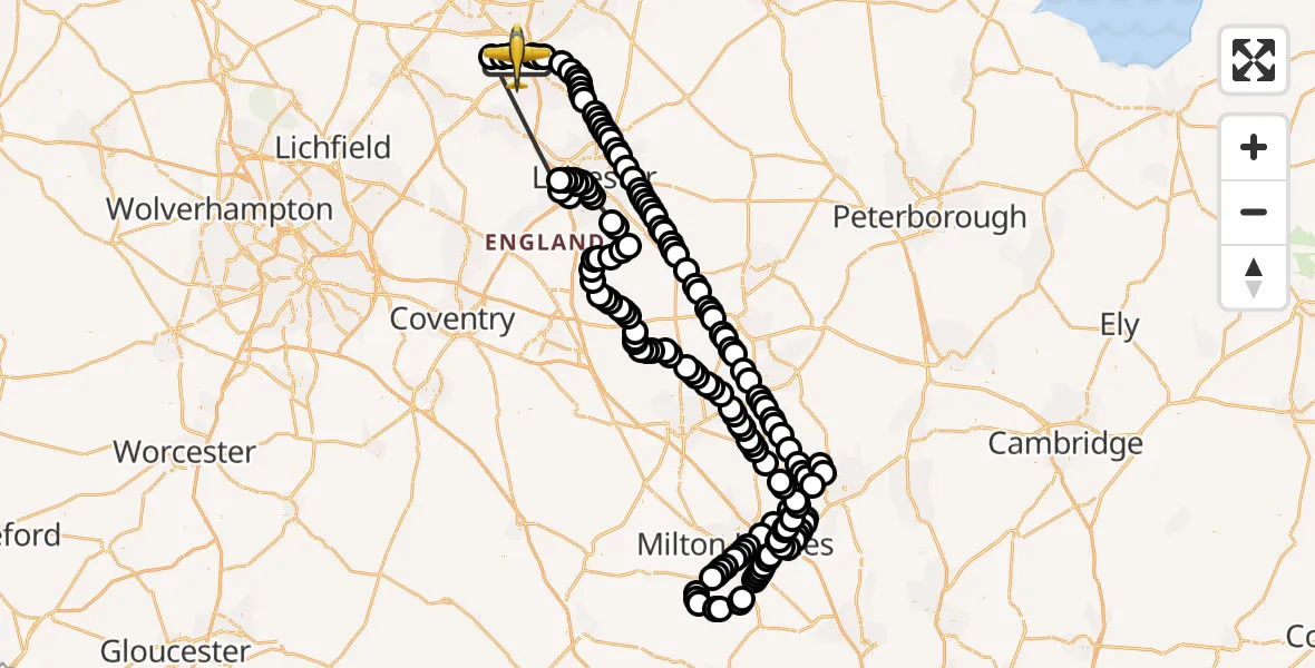 Flight route Police Aircraft East Midlands Airport - East Midlands Airport, 24 August 2026, 12:50