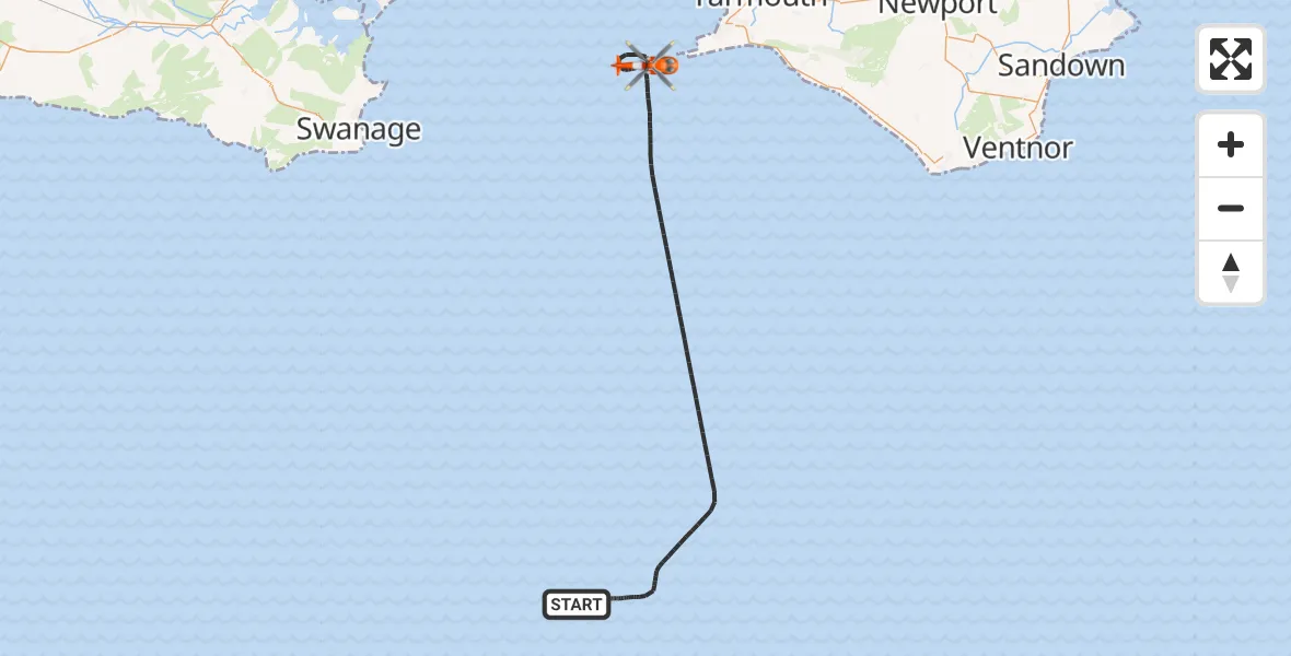 Flight route Coastguard Helicopter English Channel - English Channel, 24 August 2026, 14:50