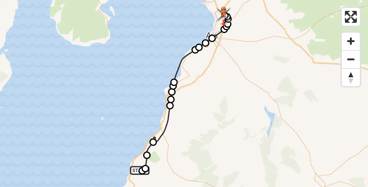 Flight route Coastguard Helicopter Knockdolian - Glasgow Prestwick Airport, 24 August 2026, 15:44