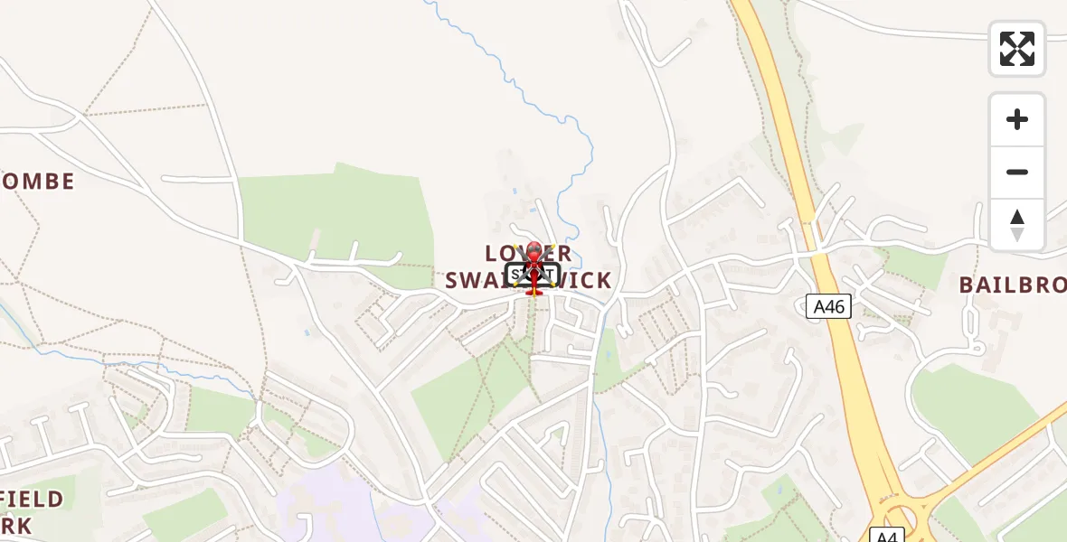 Flight route Air Ambulance Helicopter Bath - Swainswick, 24 August 2026, 15:58