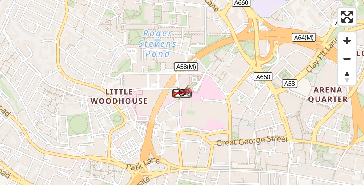 Flight route Air Ambulance Helicopter Woodhouse - Burley, 24 August 2026, 17:14