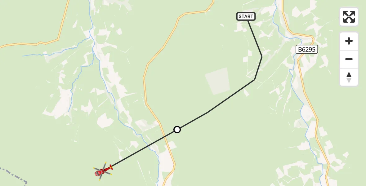 Flight route Air Ambulance Helicopter Allendale - West Allen, 24 August 2026, 18:17
