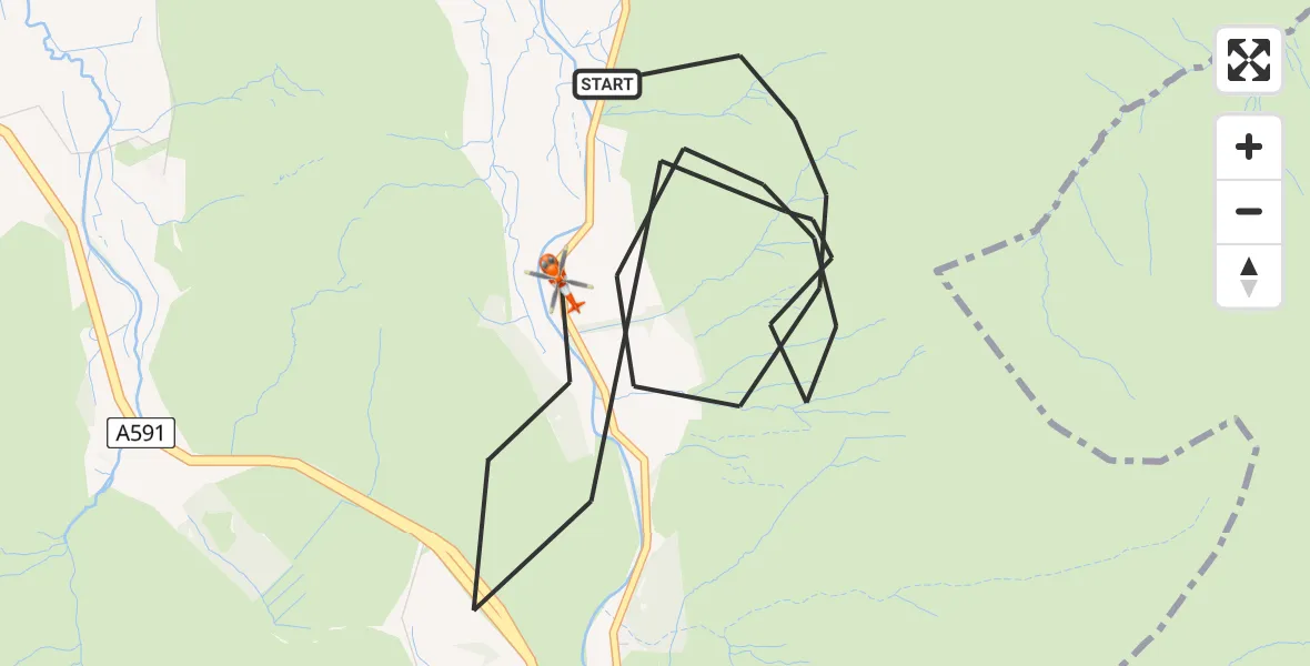 Flight route Coastguard Helicopter Legburthwaite - Legburthwaite, 24 August 2026, 18:29