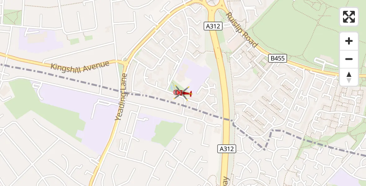 Flight route Air Ambulance Helicopter Ufton Court - Ufton Court, 24 August 2026, 18:45