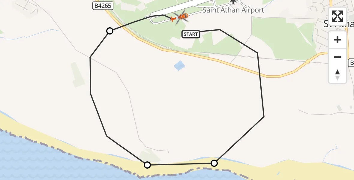 Flight route Coastguard Helicopter MOD St Athan - MOD St Athan, 25 August 2026, 01:33