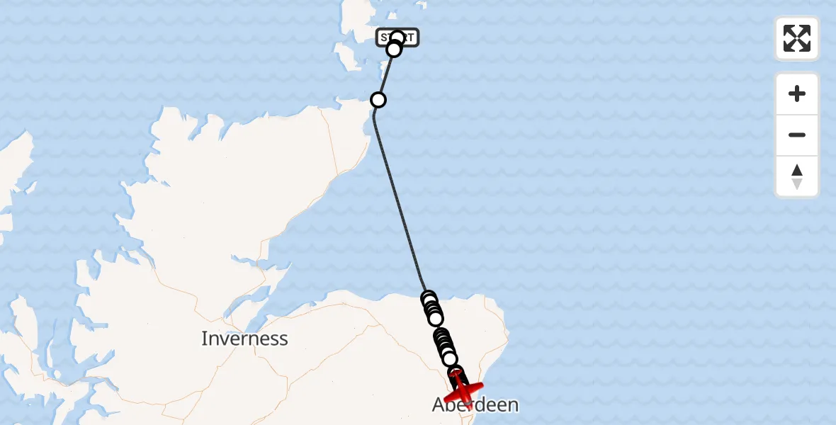 Flight route Air Ambulance Aircraft Taing of Beeman - Dyce, 25 August 2026, 08:03