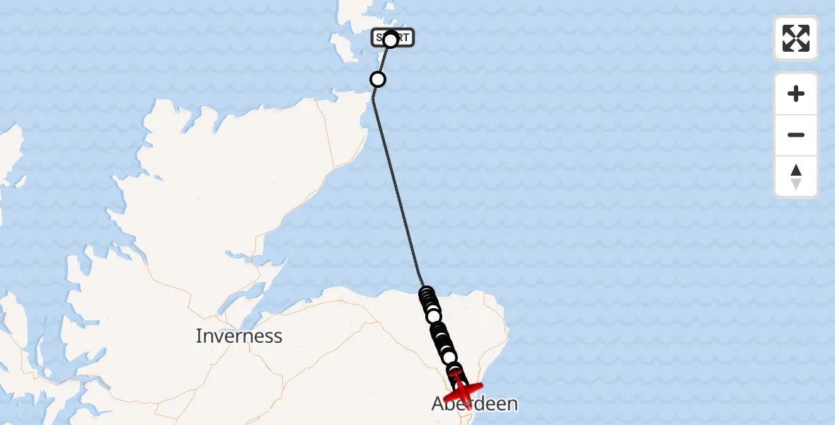 Flight route Air Ambulance Aircraft Toab - Dyce, 25 August 2026, 12:01