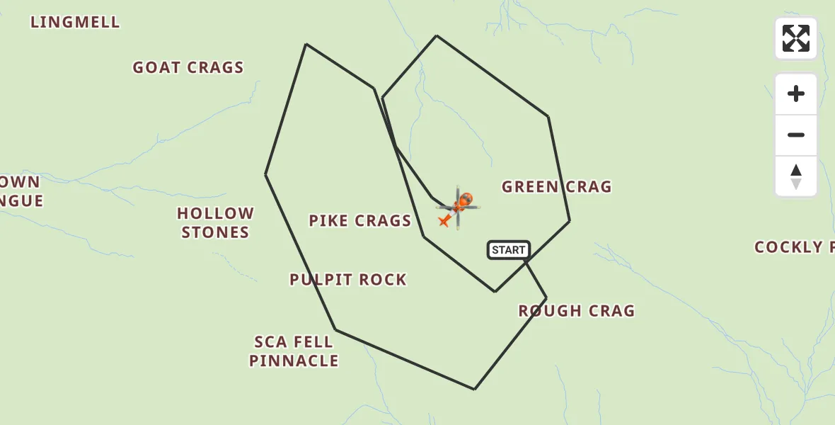 Flight route Coastguard Helicopter Wasdale - Wasdale, 25 August 2026, 13:09