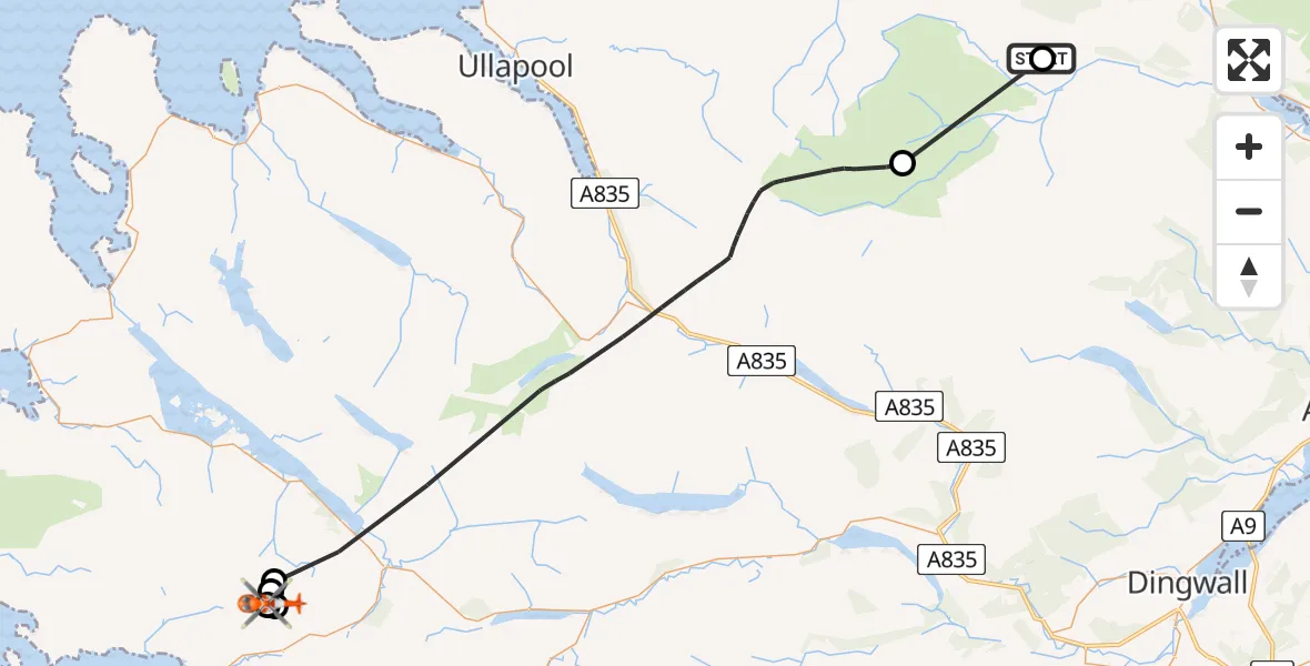 Flight route Coastguard Helicopter Highland - Bealach Gorm, 25 August 2026, 13:52